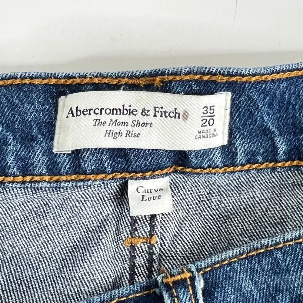 Abercrombie & Fitch High Rise Mom Shorts Dark Wash Curve Love Plus Size 20